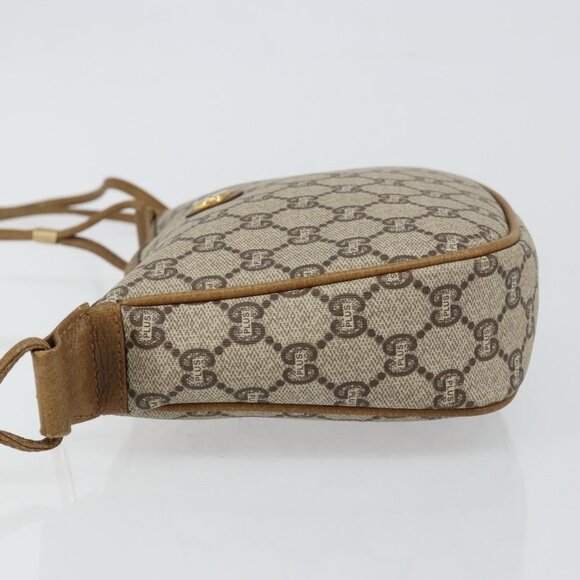 GUCCI GG PLUS Canvas Shoulder Bag PVC Leather Beige Auth th6401 - Picture 4 of 16